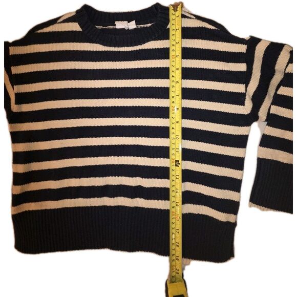 Gap Kids Girls Sweater Soft Striped Oversized Navy Ivory - Picture 4 of 5